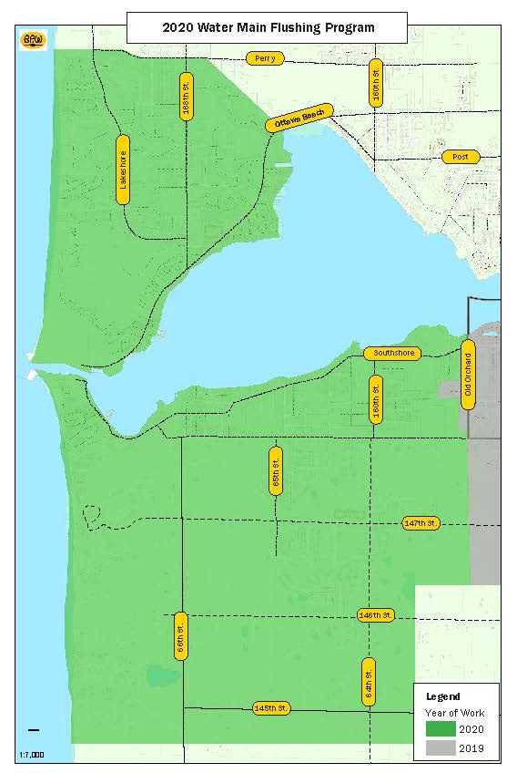 2020 HBPW Water Main Flushing Map