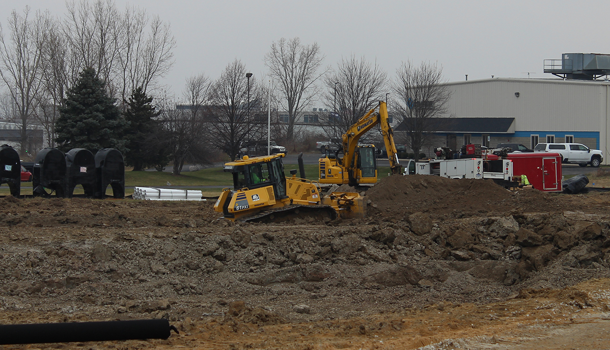 digger at work on construction of the East Point Substation