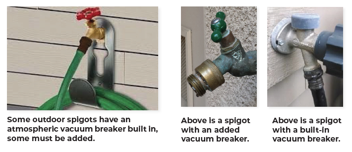 Outdoor Spigots Vacuum Breaker examples