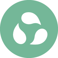 Green water droplets in a circle icon