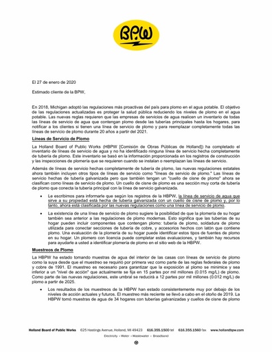 Spanish Lead Service Notification