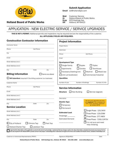 New Electric Service Form