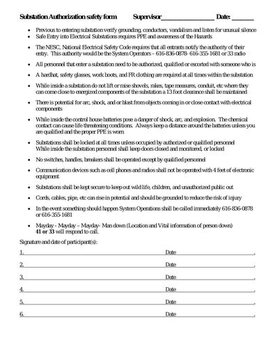 Substation Authorization Safety