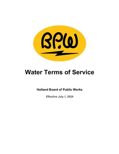 Terms of Service - Water