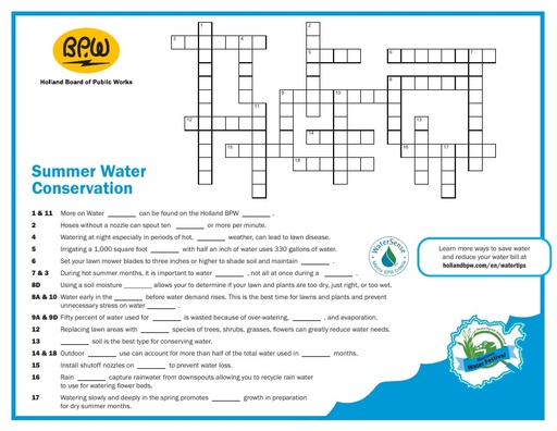 Crossword Puzzle - Water Conservation