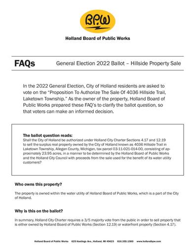 FAQ Document   Hillside Ballot Language