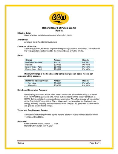 Electric Rate Sheets